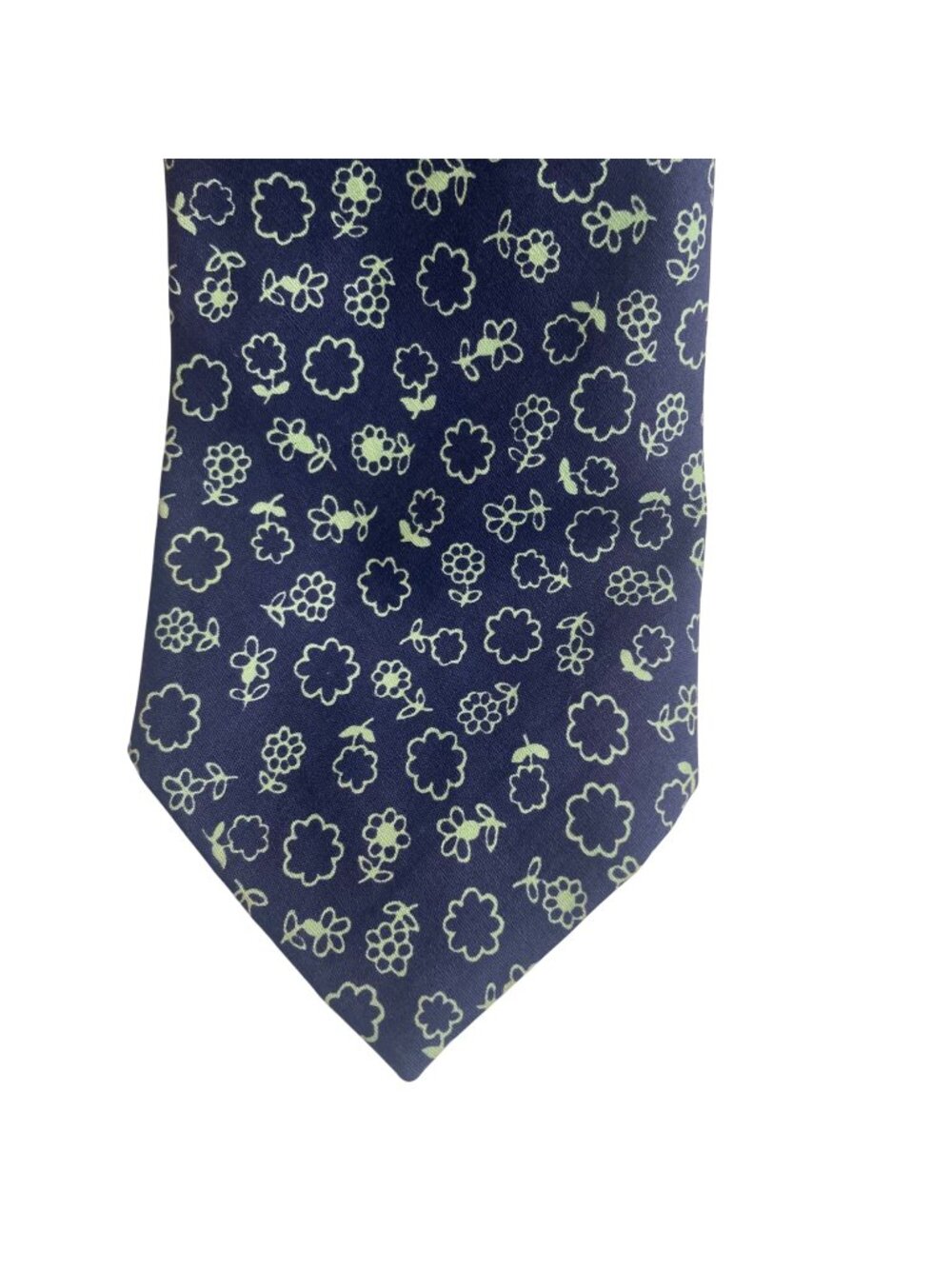 Vintage The Taylor Neck Tie Navy Blue Floral Pattern All Cotton Short 53" Retro